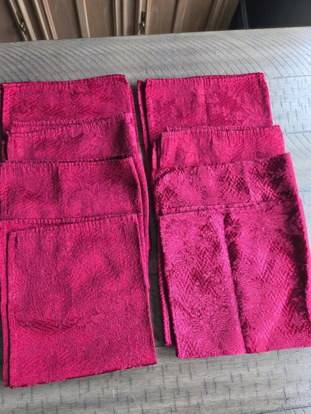Red Tablecloth + 8 Dinner Napkins - Damask Cloth TC= 96x55 Rectangle